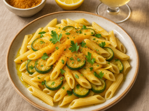 Pennette zucchine e bottarga